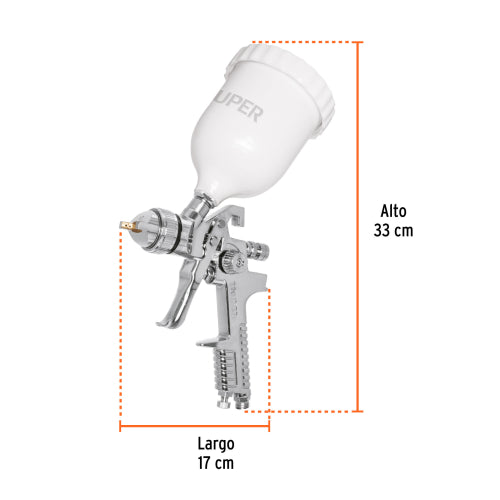 Pistola HVLP para Pintar, Boquilla 1.7mm, Incluye Vaso