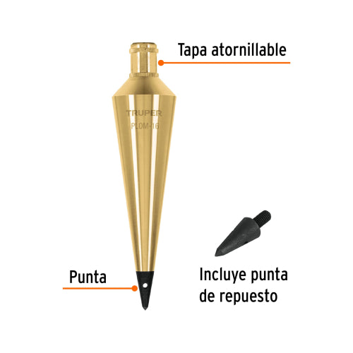 Plomada de Latón PLOM-16 - Precisión en Topografía y Construcción