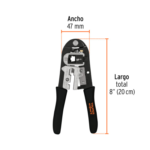 Pinza Ponchadora 8" PRJ-3X | Ideal para Conectores RJ-09, RJ-11, RJ-12 y RJ-45