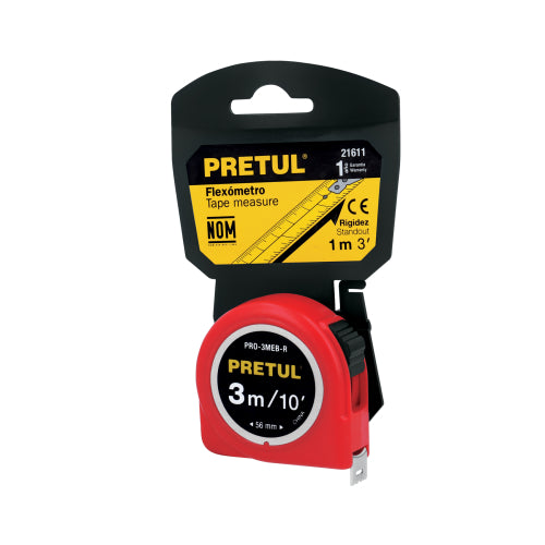 Flexómetro Pretul 3m | ABS Robusto y Antidesgaste | Rojo