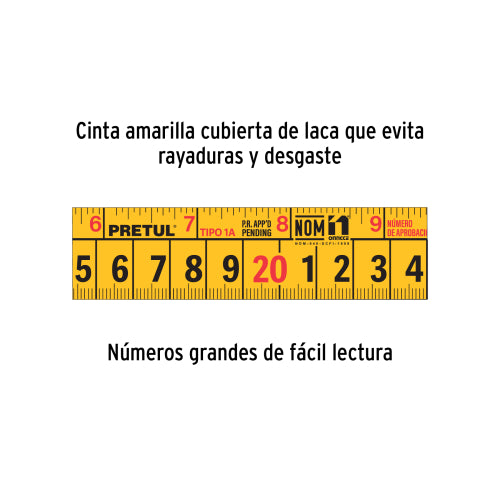 Flexómetro Pretul 3m | ABS Robusto y Antidesgaste | Rojo