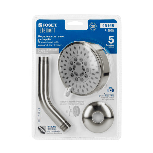 Regadera Multifunción 5 en 1 Element Satin - Calidad Premium