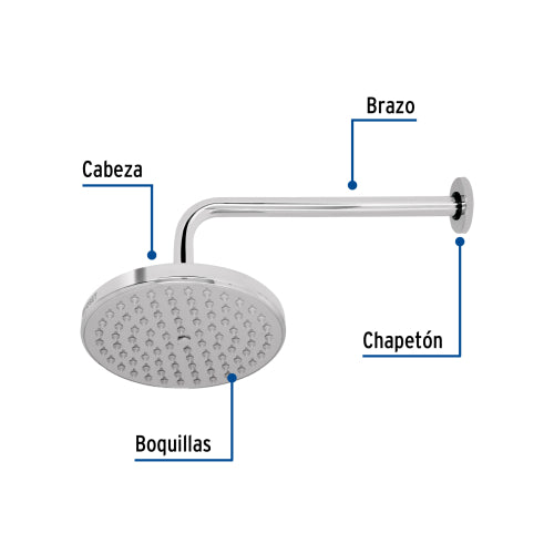 Regadera Cromada de Latón con Brazo, Elegancia Clásica