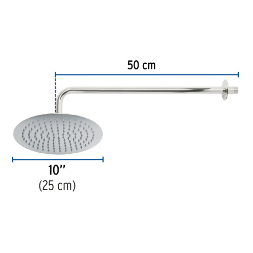 Regadera Redonda Cromada 10" de Acero Inoxidable