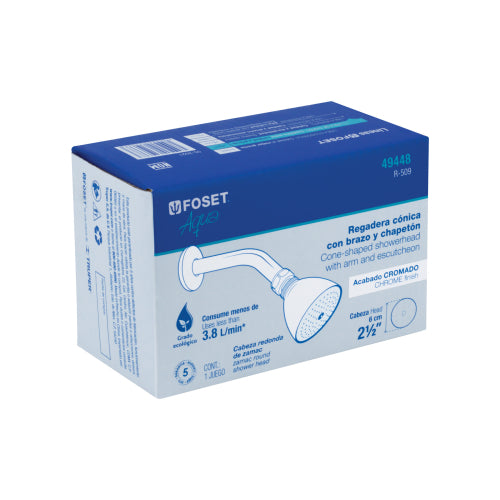 Regadera Cónica de Zamac 2-1/2" con Brazo - Duradera