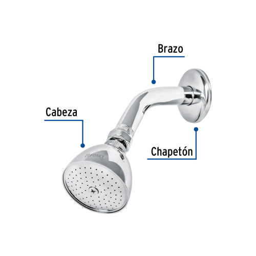 Regadera Cónica de Zamac 2-1/2" con Brazo - Duradera