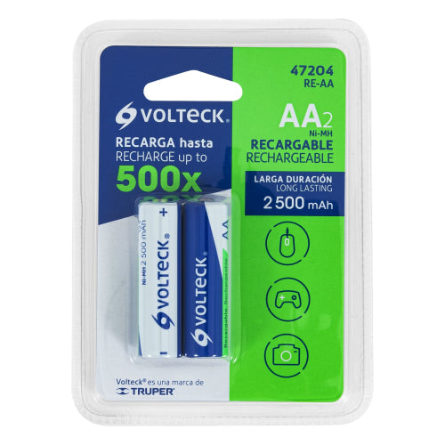 Pilas Recargables AA Ni-MH, 500 mAh - Ecológicas y Duraderas