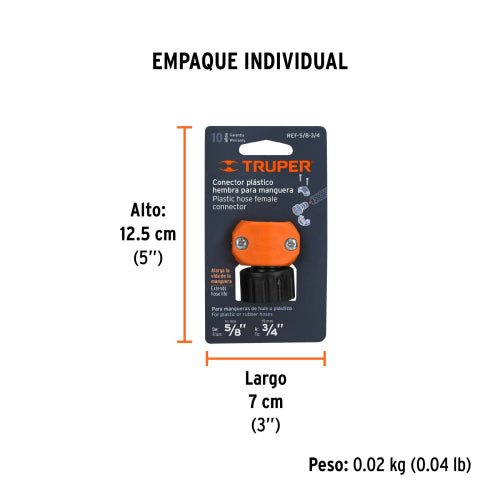 Conector Hembra para Manguera 5/8-3/4 | Alta Durabilidad