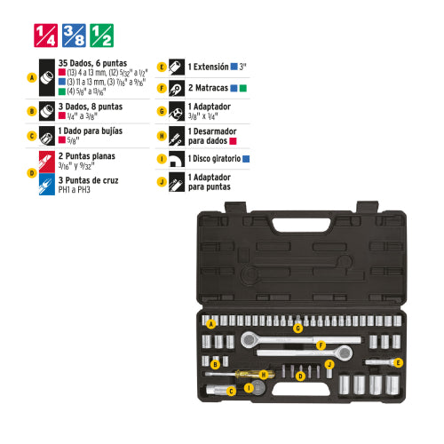Set de Herramientas para Mecánica 52 Piezas | Profesional