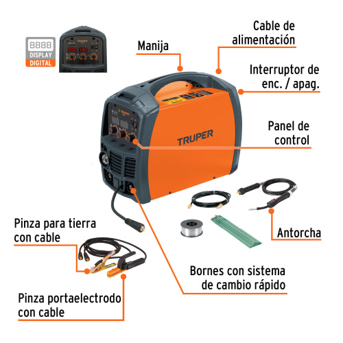 Soldadora 130 Amps para Microalambre y Electrodo - Alta Potencia