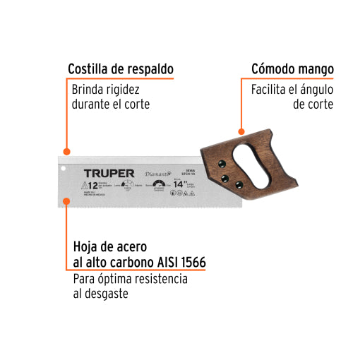 Serrucho STCX-14: Hoja Diamante y Mango Ergonomico