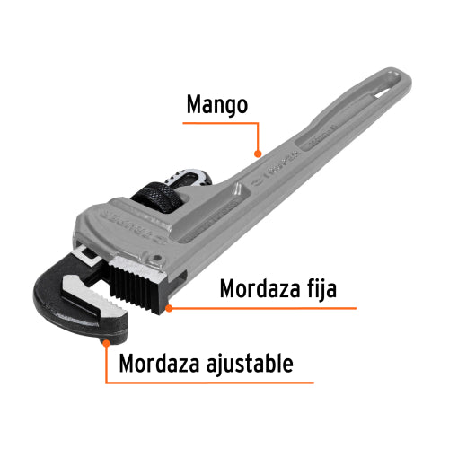 Llave Stilson Aluminio Forjado - 10'' & 25 mm de Apertura