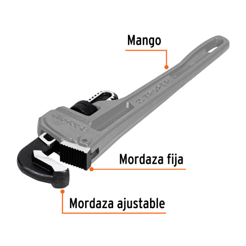 Llave Stilson Aluminio Forjado 14" | Apertura 38 mm