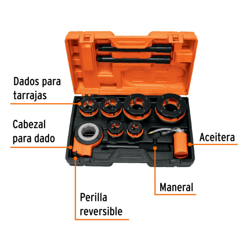 Juego de Tarrajas Profesionales Acero Cromo - 8 Piezas TA-851