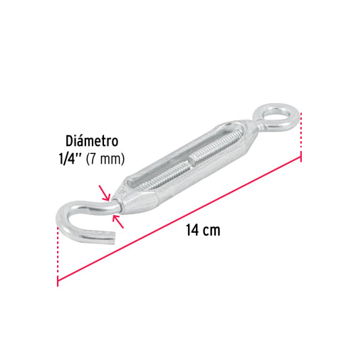 Gancho Tensor Zinc 1/4" - Ideal para Tuercas y Argollas