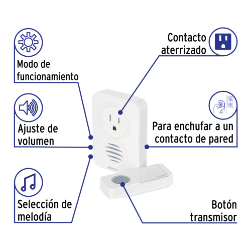 Timbre Inalámbrico 1 Tono con Adaptador - Fácil Instalación