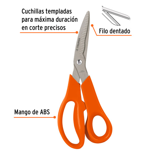 Tijera de acero inoxidable 8" con filo dentado