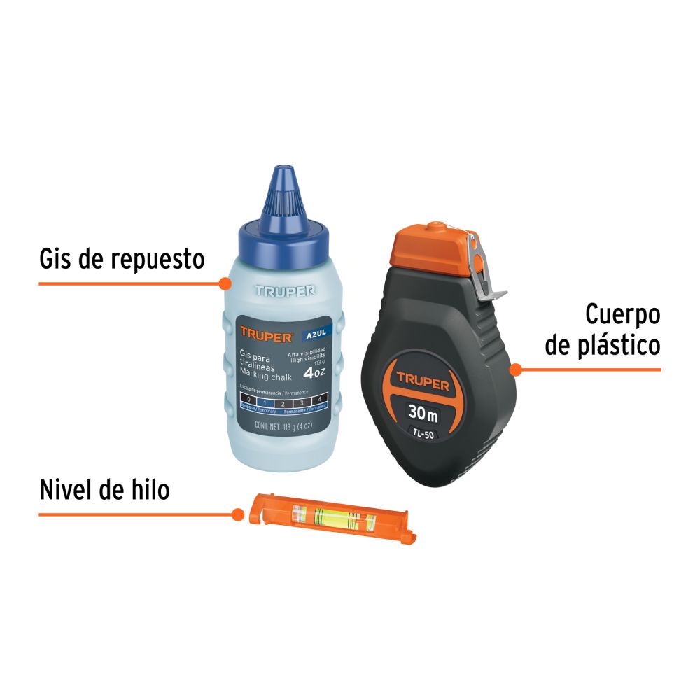 Kit Nivel y Gis Tiralíneas TL-50 - Alta Resistencia y Precisión