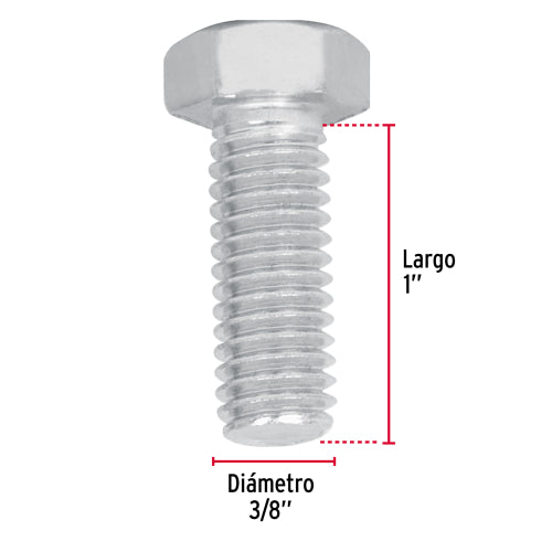 Tornillo Tipo Máquina 3/8 x 1" para Proyectos Profesionales