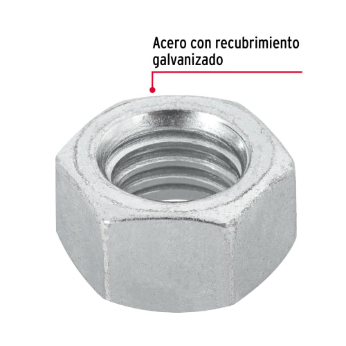 Tuerca Hexagonal 1/2'' Galvanizada - Alta Resistencia