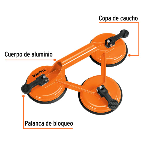 Ventosa de Aluminio Truper - 3 Copas de Succión