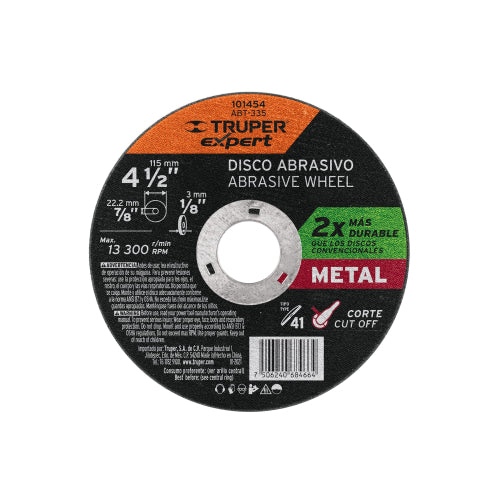 Disco Corte Metal 4-1/2" - Alta Durabilidad y Precisión