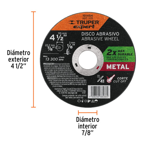 Disco Corte Metal 4-1/2" - Alta Durabilidad y Precisión
