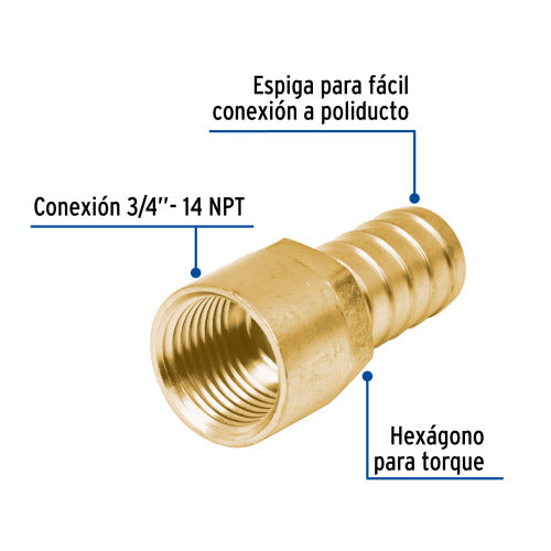 Conexión Latón 3/4" Hembra - Alta Durabilidad para Mangueras