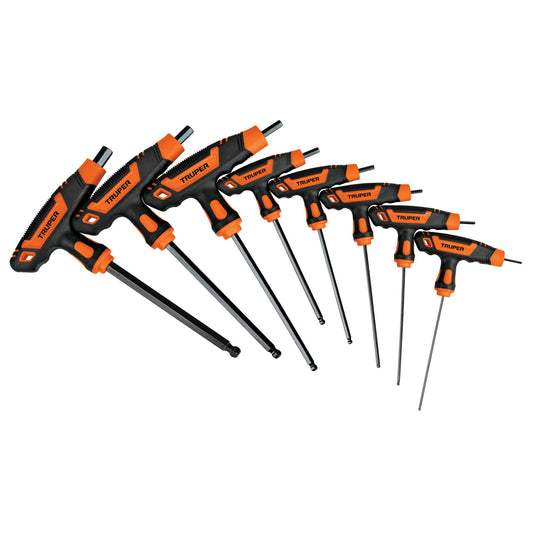 JUEGO DE 8 LLAVES ALLEN MANGO T PUNTA DE BOLA 5/64