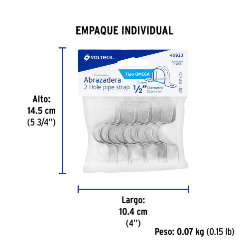Abrazadera Omega 1/2" Voltech - Sujeción Segura