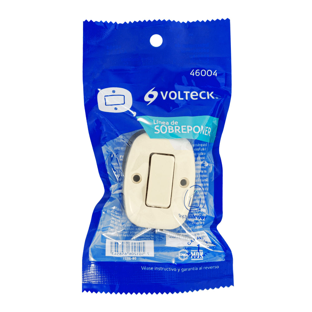 Apagador Sencillo Sobrep. Voltech - Seguro y Duradero