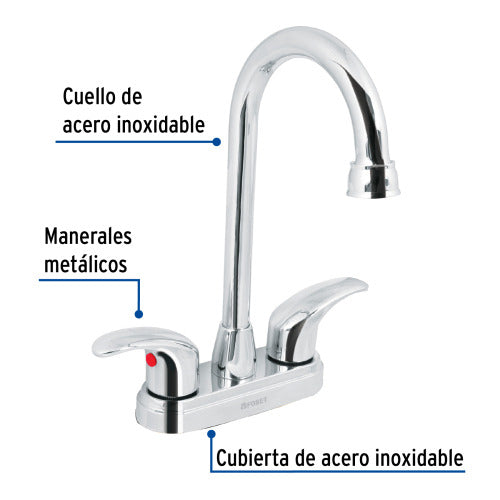 Mezcladora 4" Palanca para Lavabo Tipo Bar - Estilo y Durabilidad