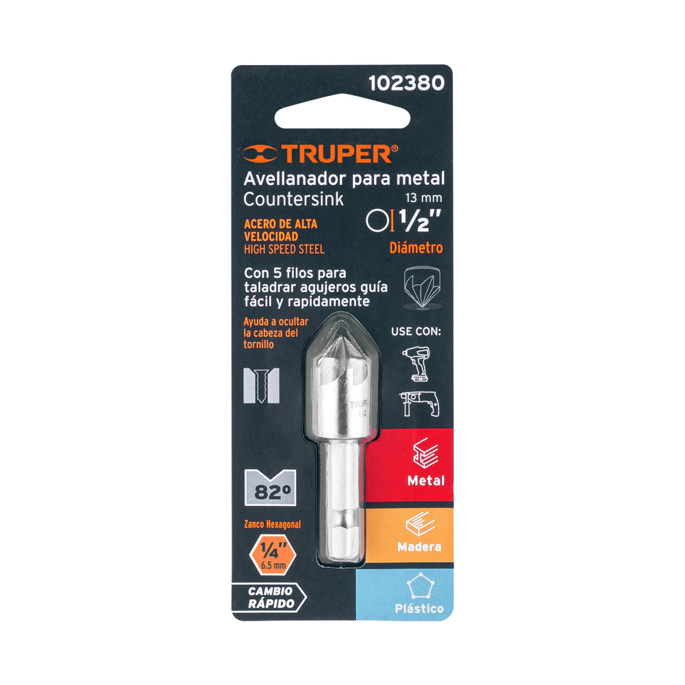 Avellanador HSS 1/2" Cambio Rápido - Alta Durabilidad