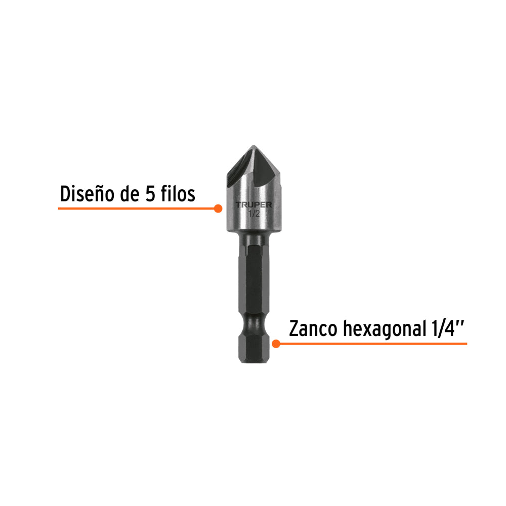 Avellanador HSS 1/2" Cambio Rápido - Alta Durabilidad