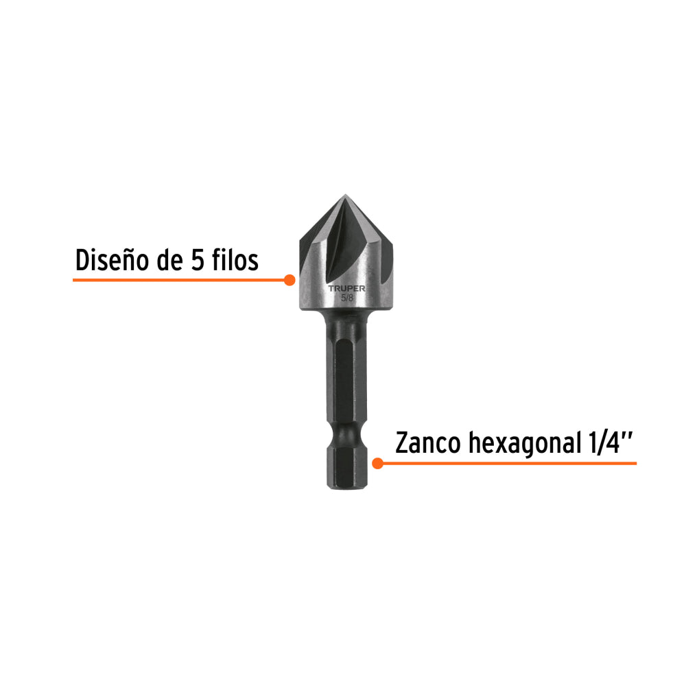 Avellanador HSS de Cambio Rápido 5/8" - Precisión Duradera