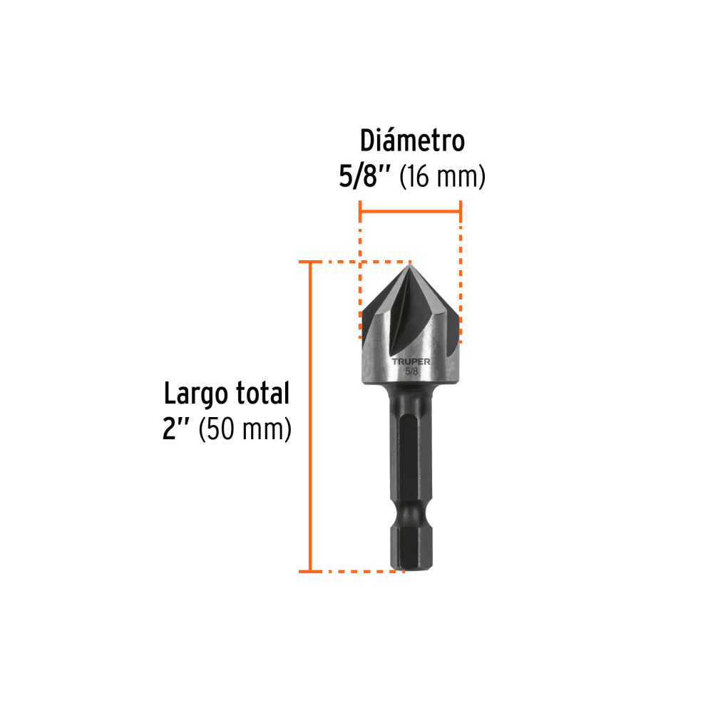 Avellanador HSS de Cambio Rápido 5/8" - Precisión Duradera