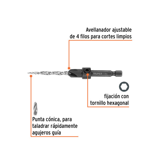 BROCA AVELLANADORA #8 PARA MADERA 11/64