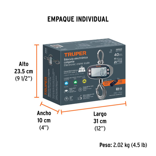 Báscula Electrónica Colgante 500kg - Precisión y Durabilidad