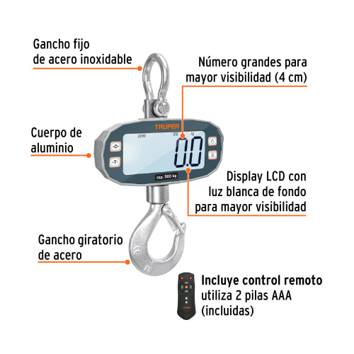 Báscula Electrónica Colgante 500kg - Precisión y Durabilidad
