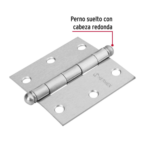 Bisagra Cuadrada Cromo Mate 3' | Calidad Premium