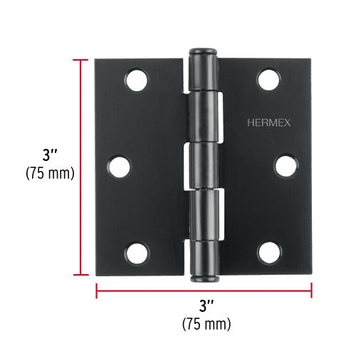 Bisagra Cuadrada 3" Acero Negro - Alta Durabilidad