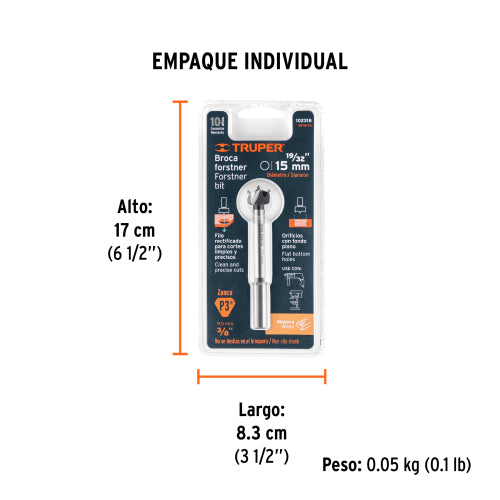 Broca Forstner 15mm - Corte Perfecto en Madera | Calidad Premium