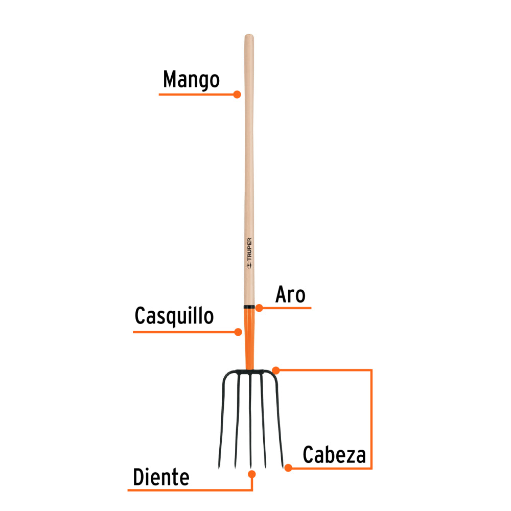 Bieldo para Paja BPJ-5 | Herramienta de 5 Dientes Resistente