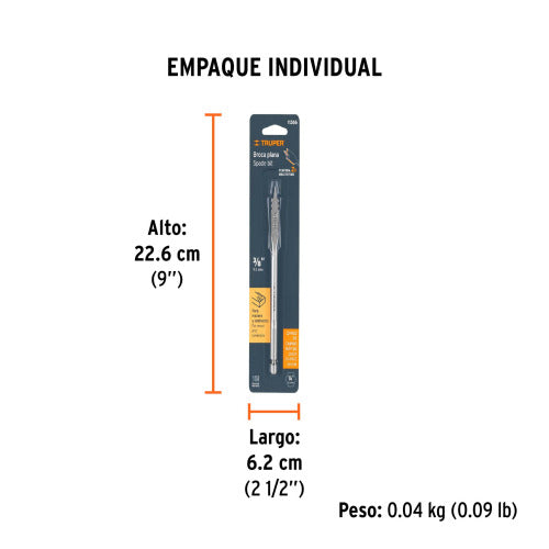Broca Plana Truper 3/8" para Madera - Alta Durabilidad