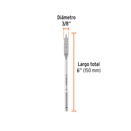 Broca Plana Truper 3/8" para Madera - Alta Durabilidad