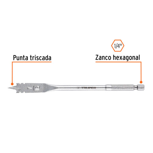 Broca Plana Truper BPT-7/16 – Acabado Perfecto en Madera