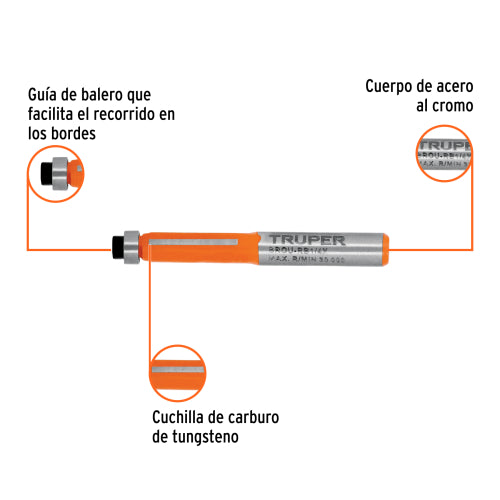 BROCA PARA ROUTER CORTE RECTO 1/4" CON BALERO