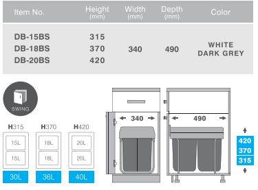 Gabinete DB-15BS 30L con Cierre Suave - Blanco