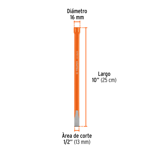 Cincel Largo de 10" en Acero Cromo Vanadio - Alta Durabilidad
