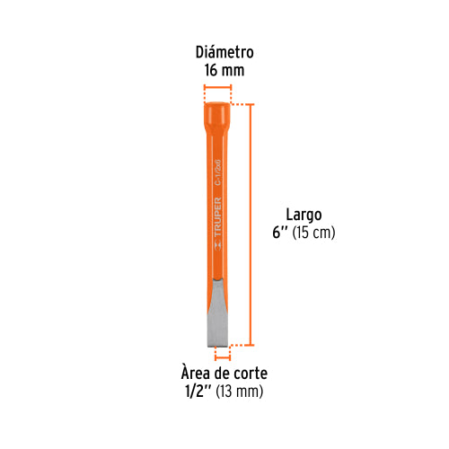 Cincel de Acero Cromo Vanadio 6" para Alto Rendimiento